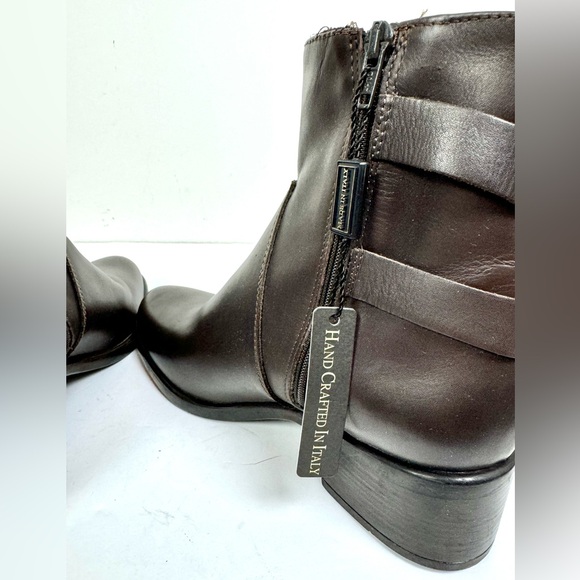 Emanuele Crasto Women’s Dark Brown Double Buckle Booties Made in Italy Sz 9 NEW - Picture 6 of 7